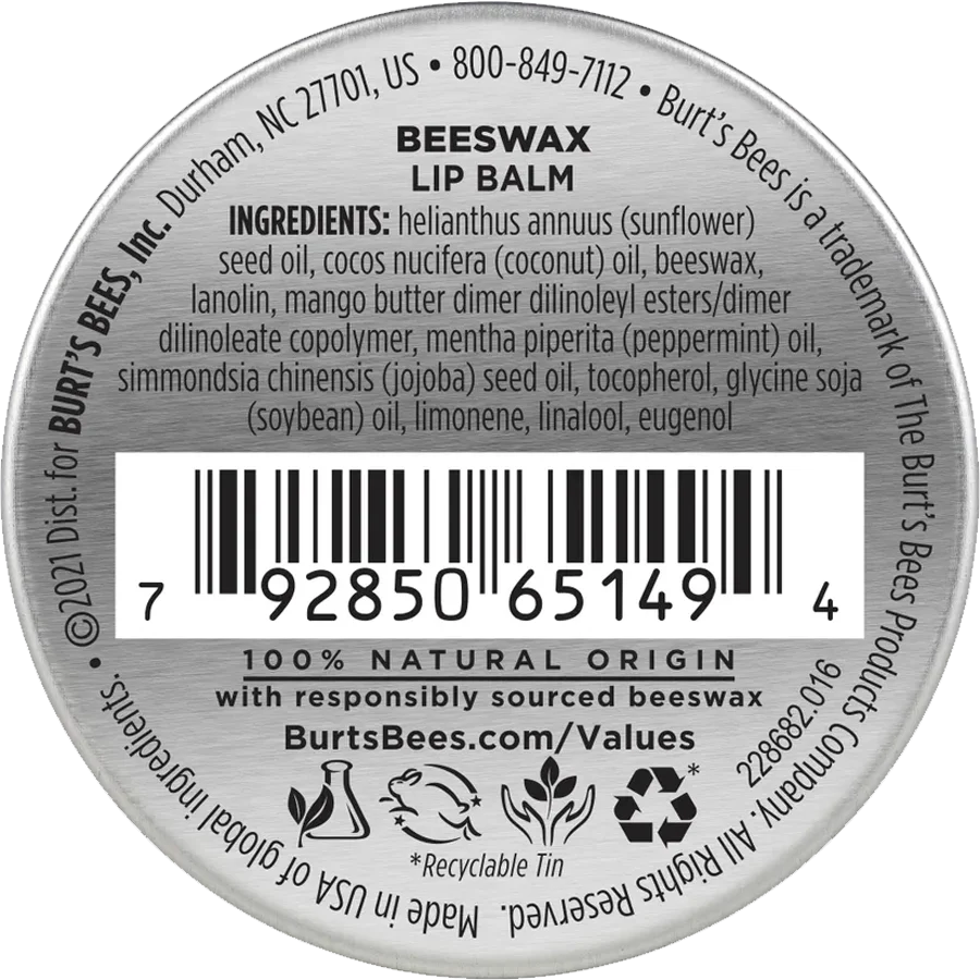 Beeswax Moisturizing Lip Balm Tin 0.3 oz - Image 3