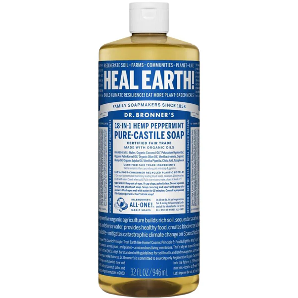 Pure-Castile Liquid Soap, Peppermint - 32 oz