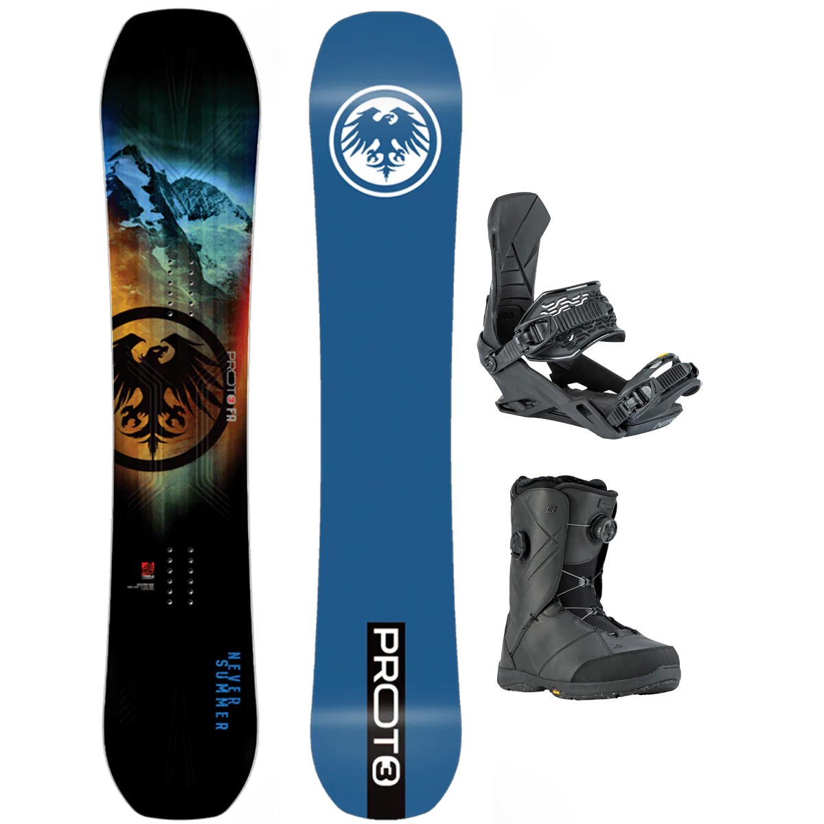 Never Summer Proto T3 FR Demo Snowboard Package