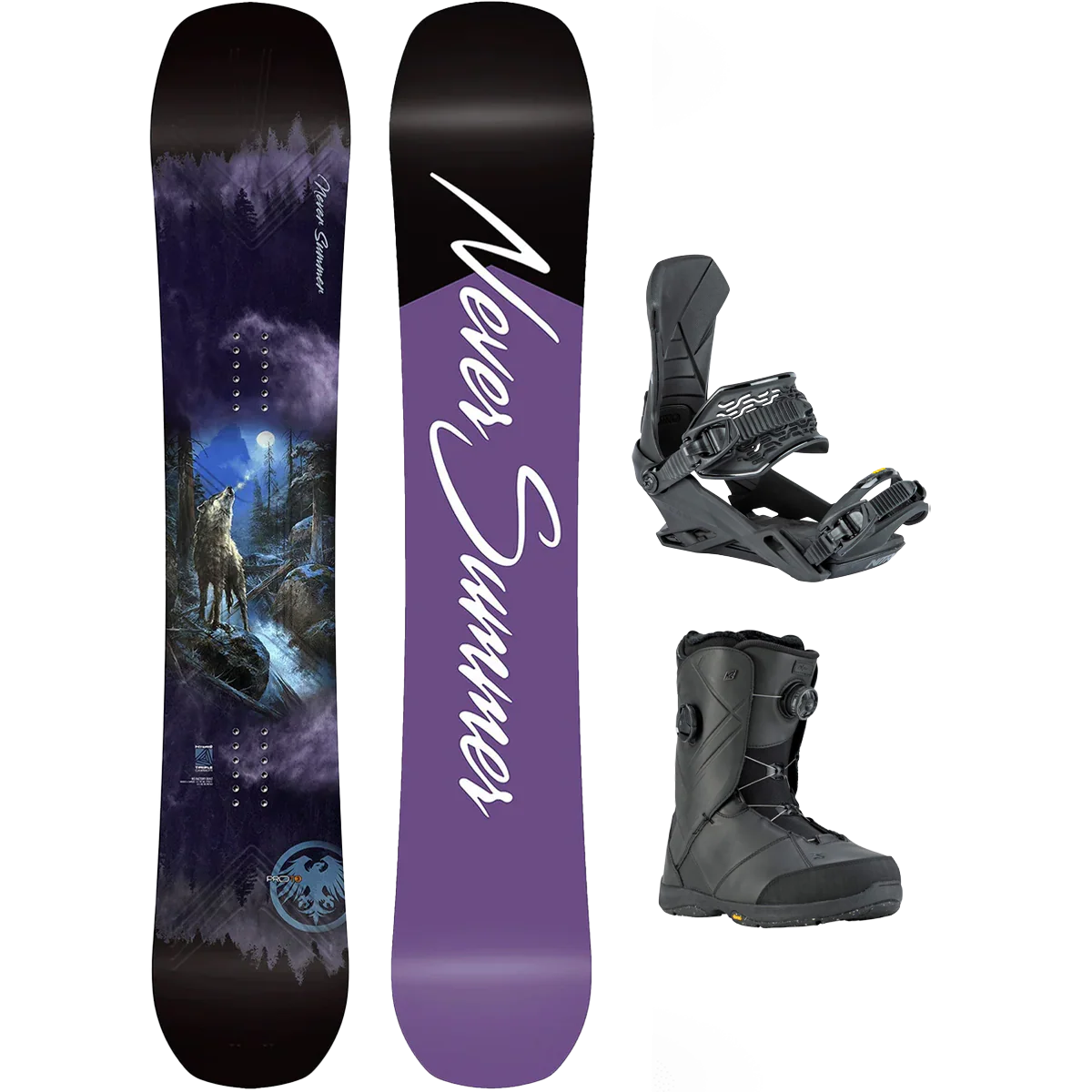 Never Summer Women's Proto T3 FR Demo Snowboard Package