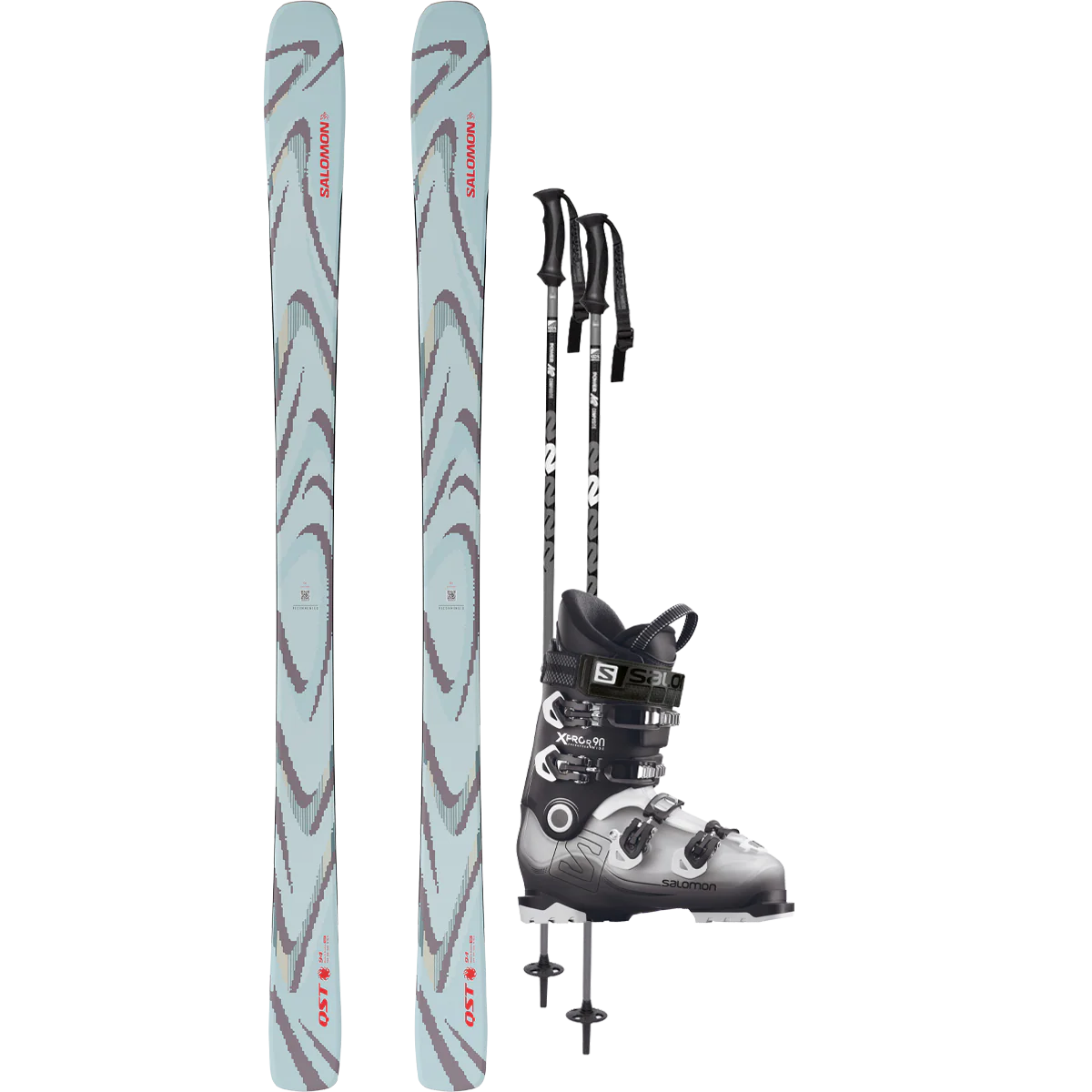 Salomon QST 94 Iced Aqua Demo Ski Package