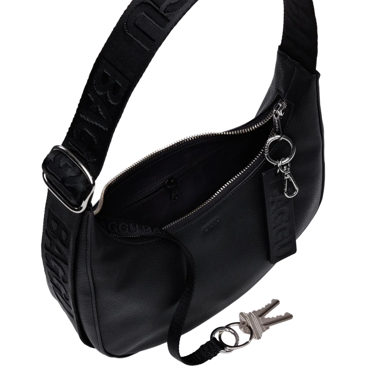 Small Recycled Leather Crescent Bag - Image 4