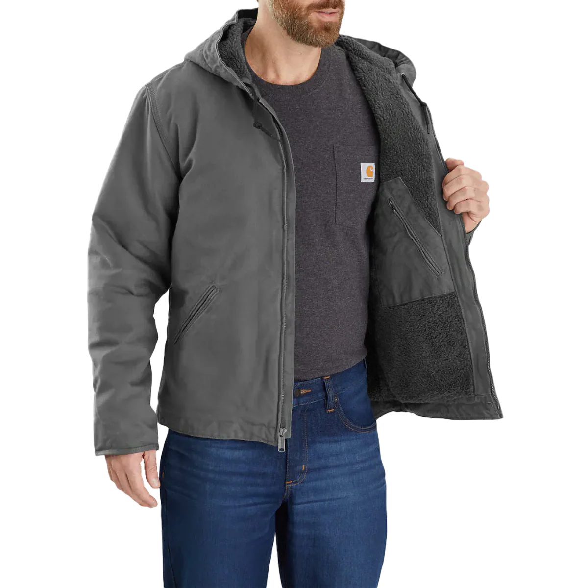 Men's Washed Duck Sherpa-Lined Jacket - Image 4